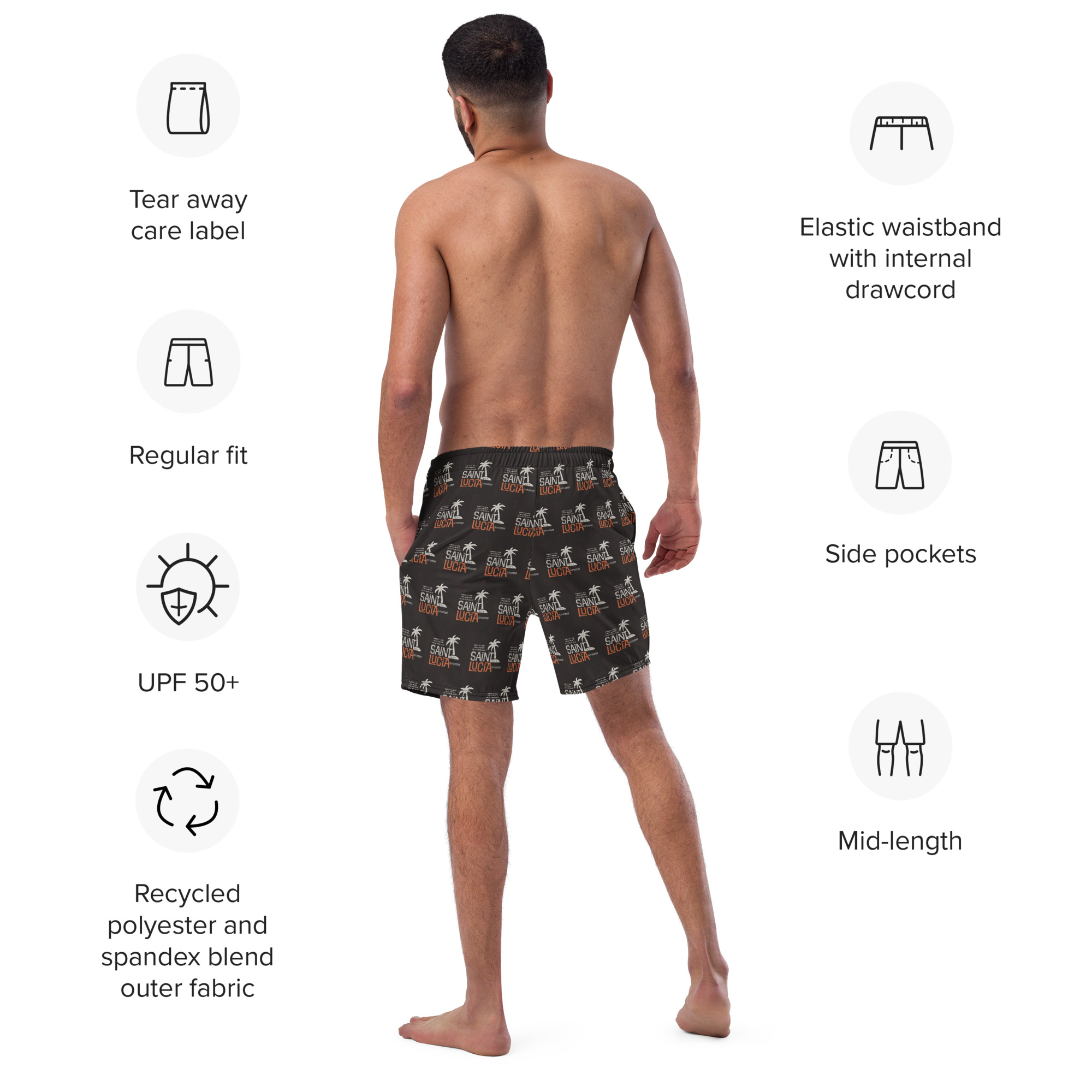 All-Over Print Recycled Swim Trunks - Image 6