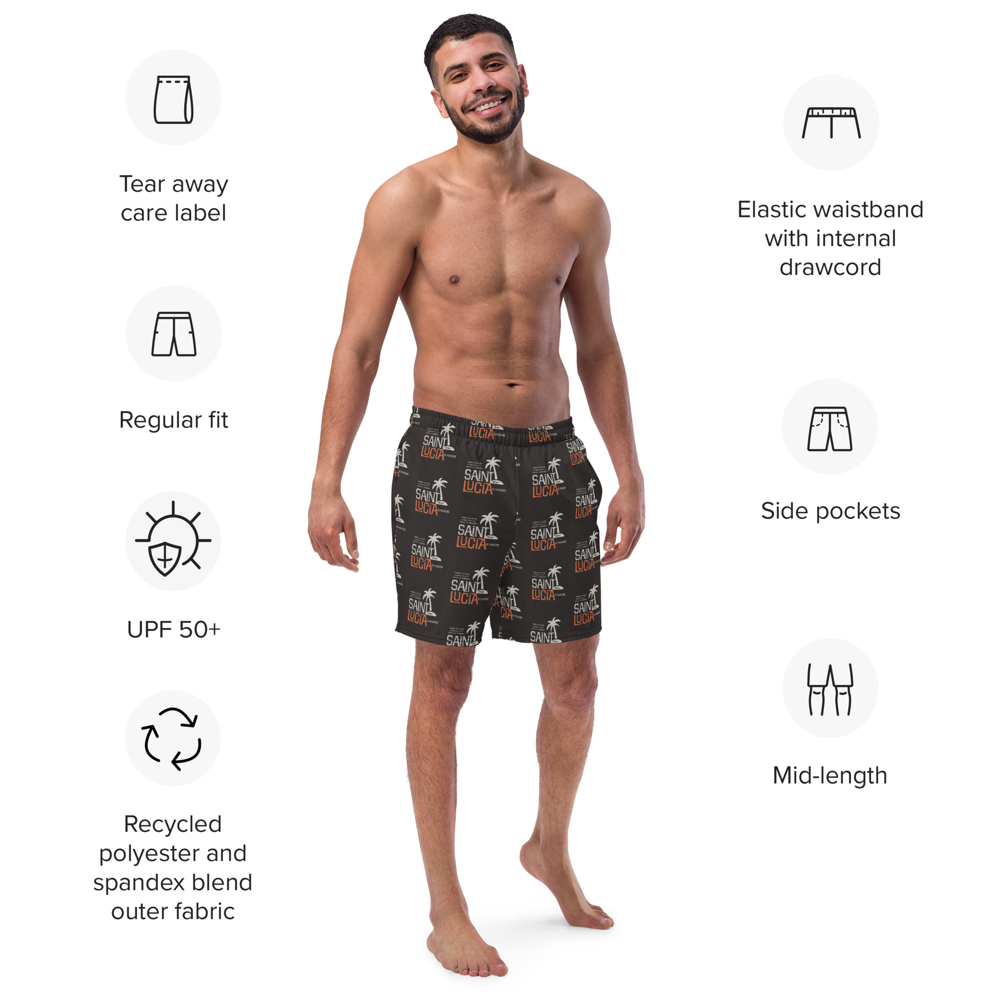 All-Over Print Recycled Swim Trunks - Image 4