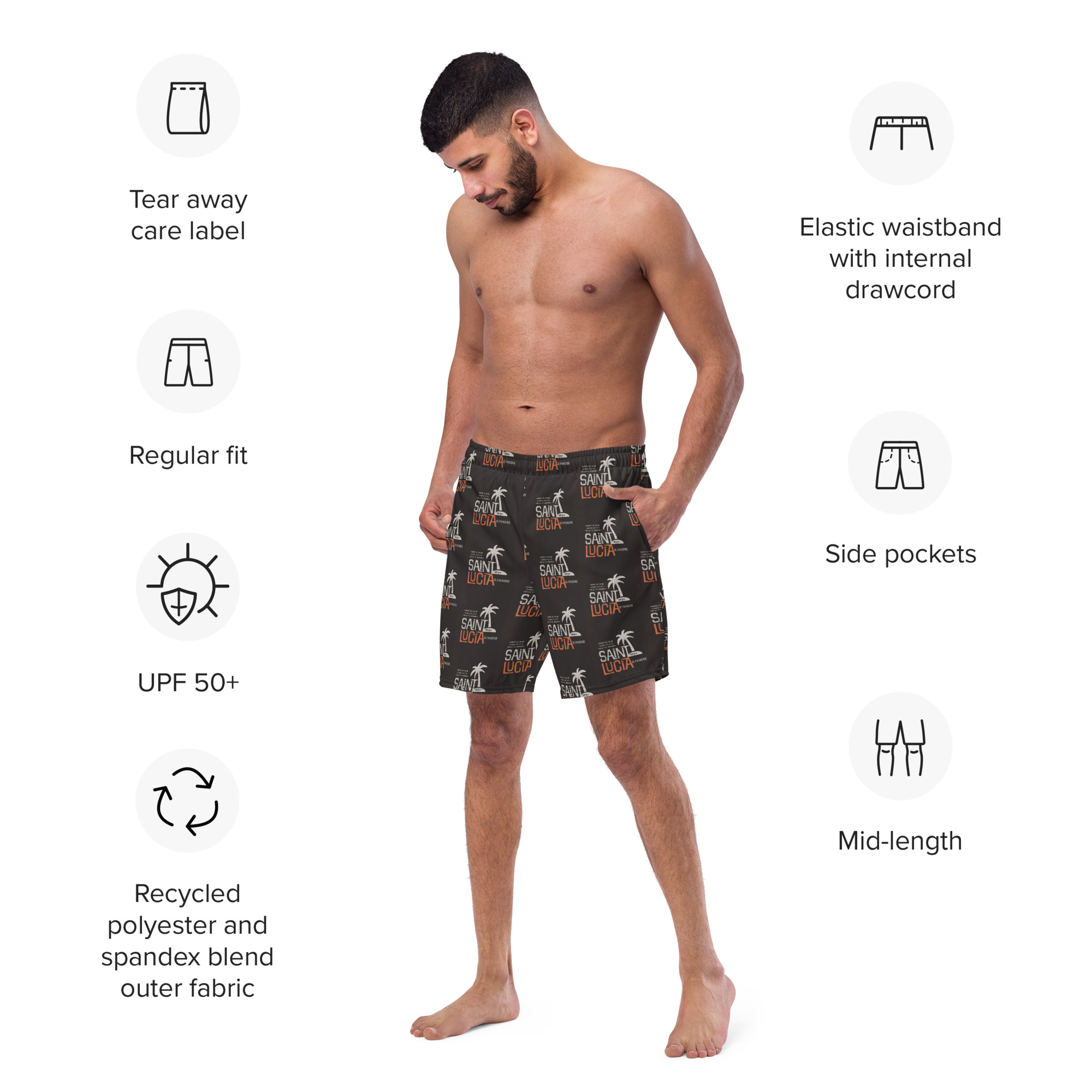 All-Over Print Recycled Swim Trunks - Image 2
