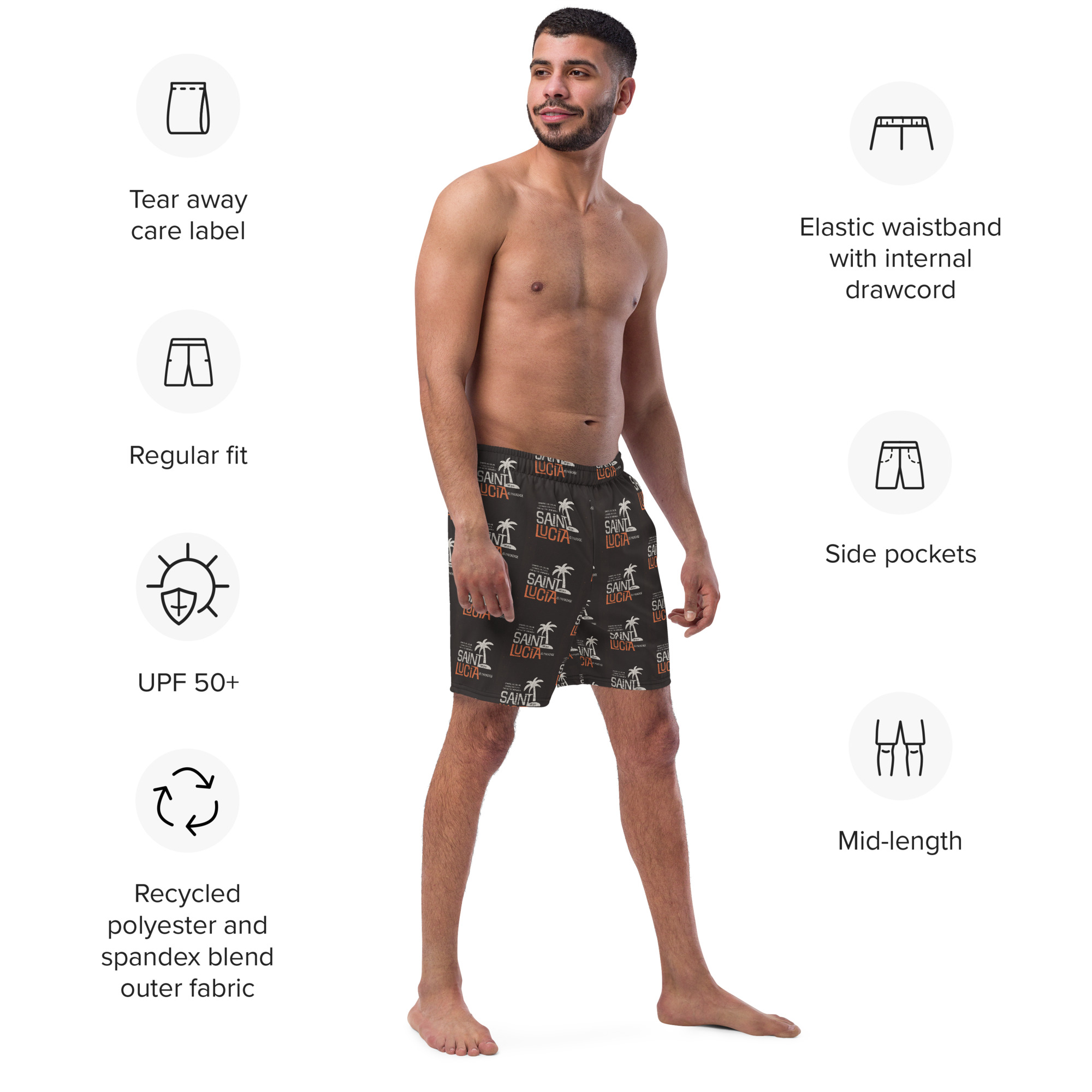 All-Over Print Recycled Swim Trunks - Image 3