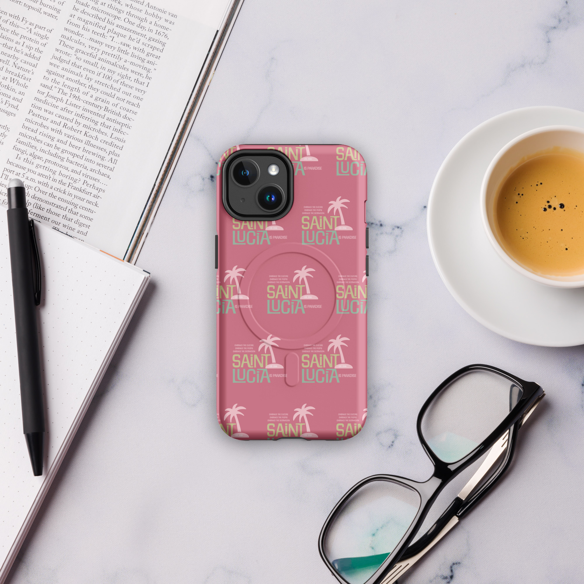 Saint Lucia (pink) MagSafe® tough case for iPhone® - Image 3