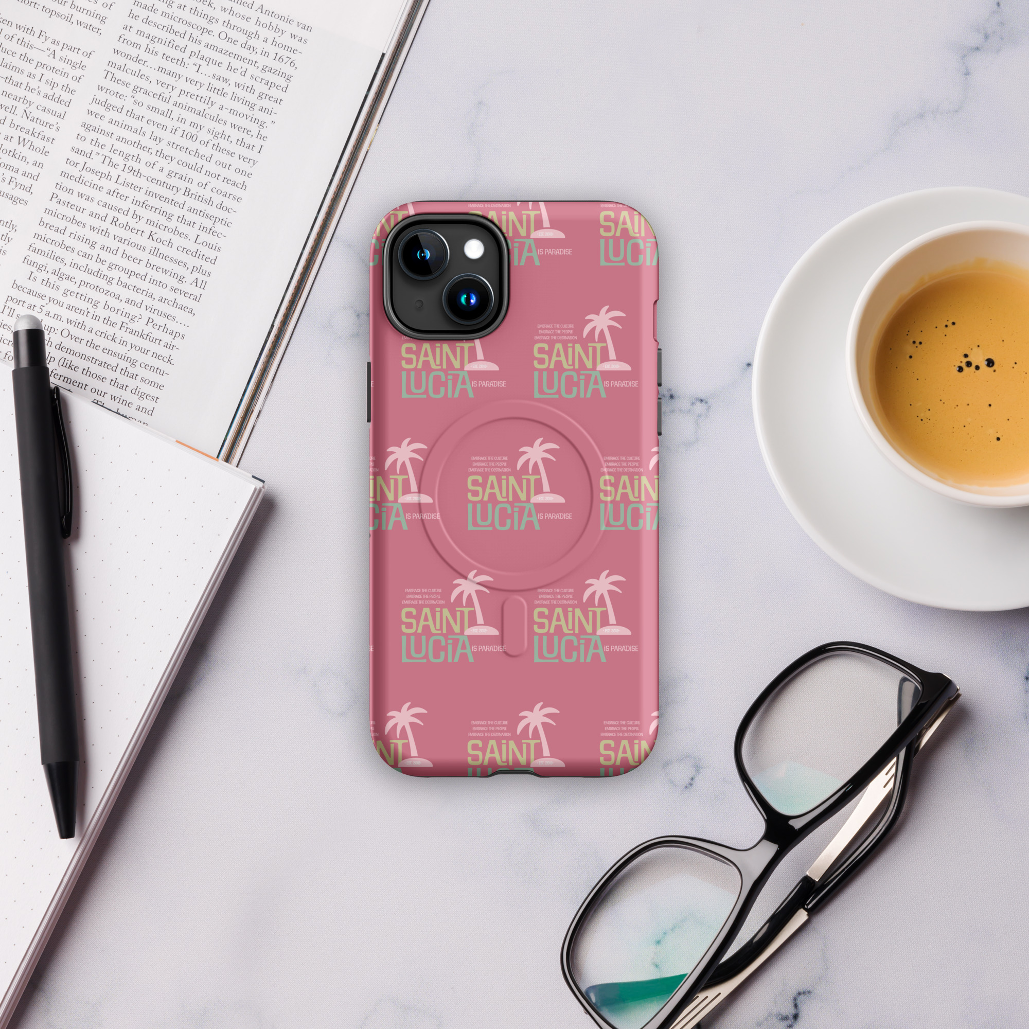 Saint Lucia (pink) MagSafe® tough case for iPhone® - Image 12