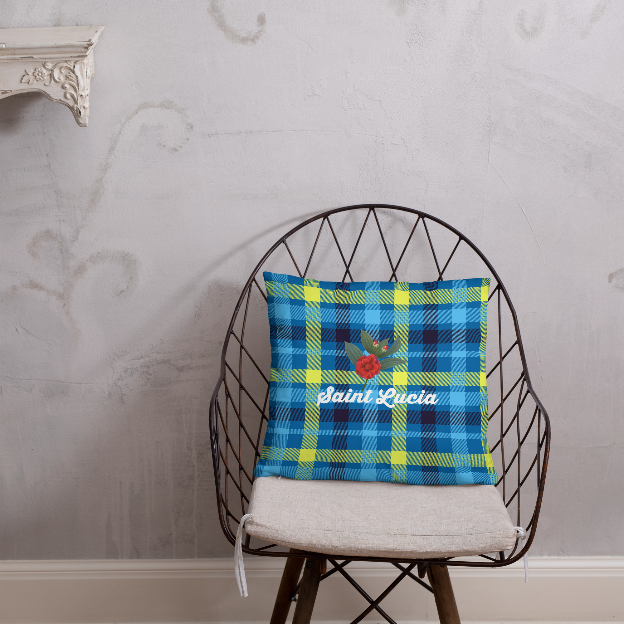 Saint Lucia Plaid Pillow - Image 3