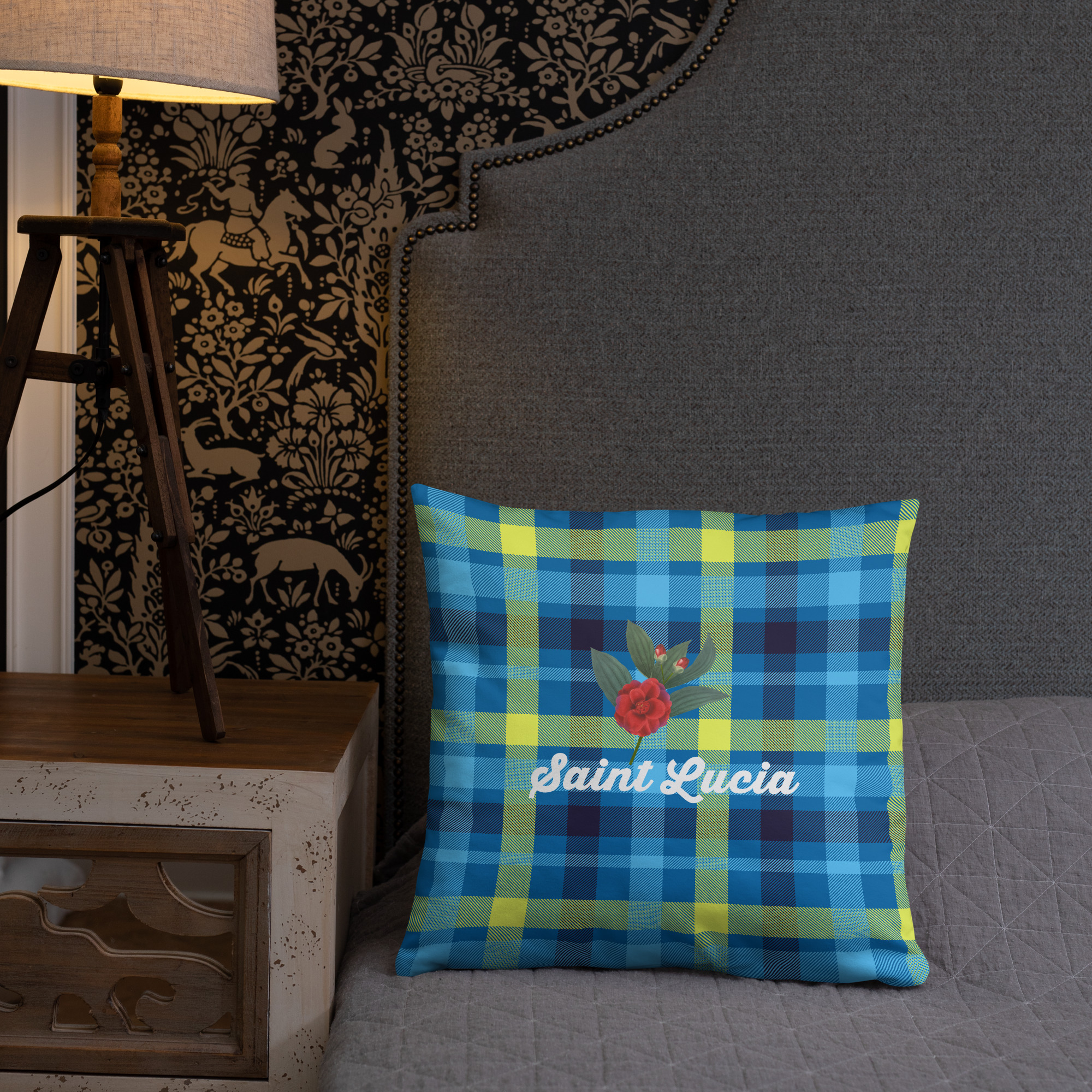 Saint Lucia Plaid Pillow - Image 4