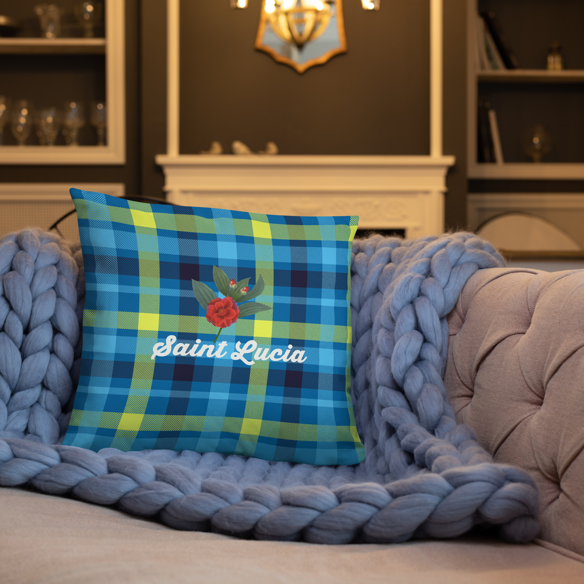 Saint Lucia Plaid Pillow - Image 5