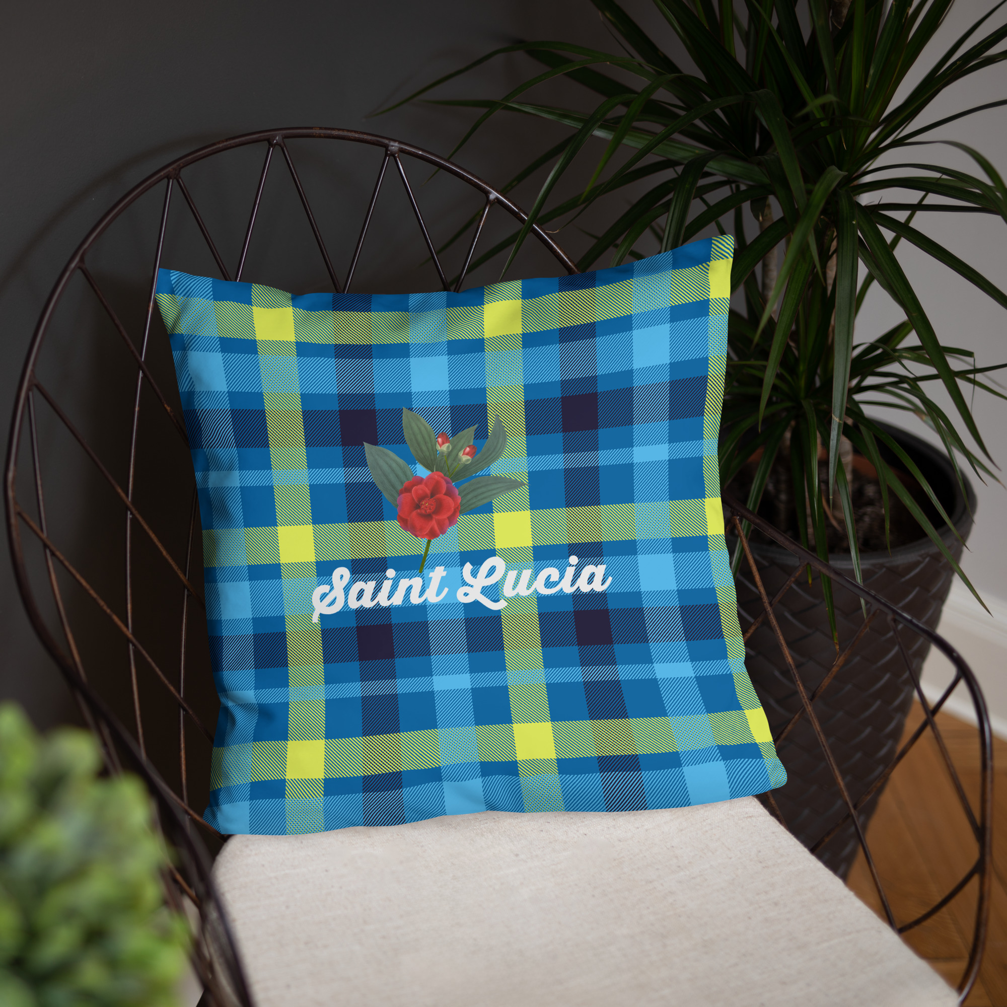 Saint Lucia Plaid Pillow - Image 6