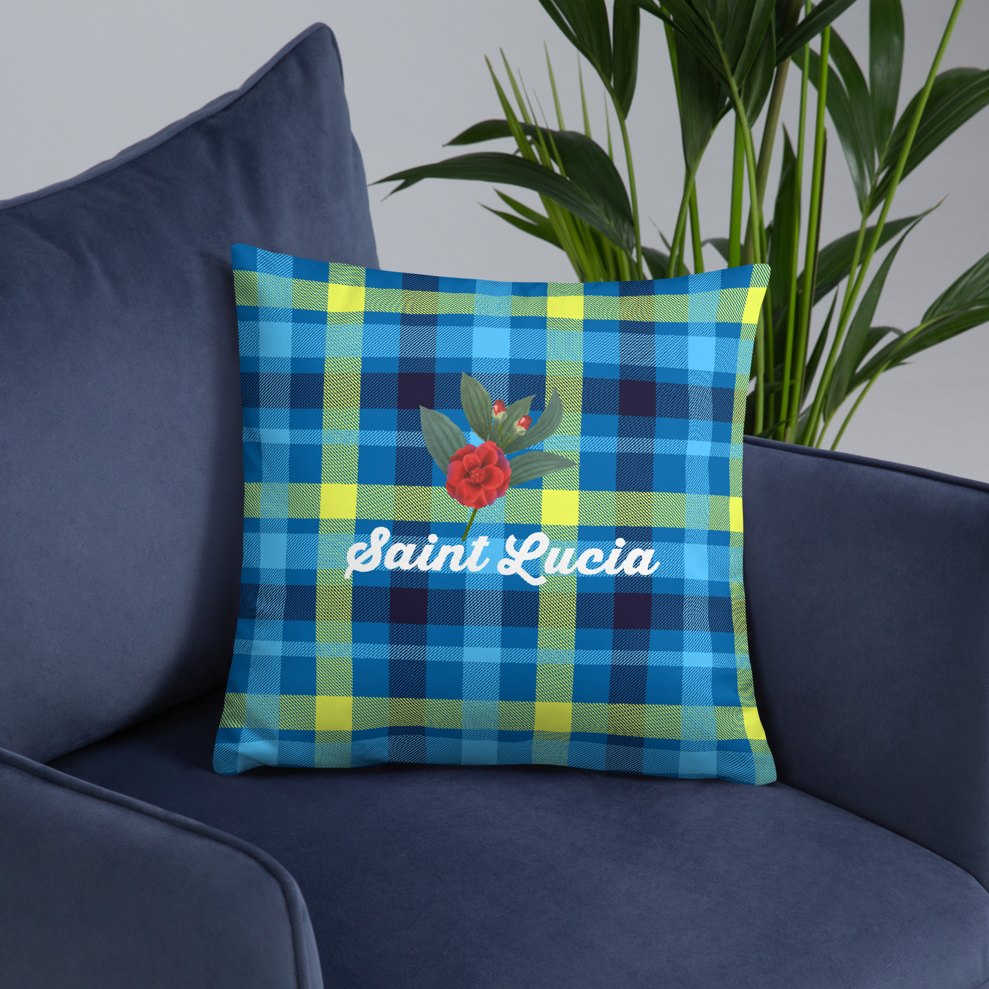 Saint Lucia Plaid Pillow - Image 8