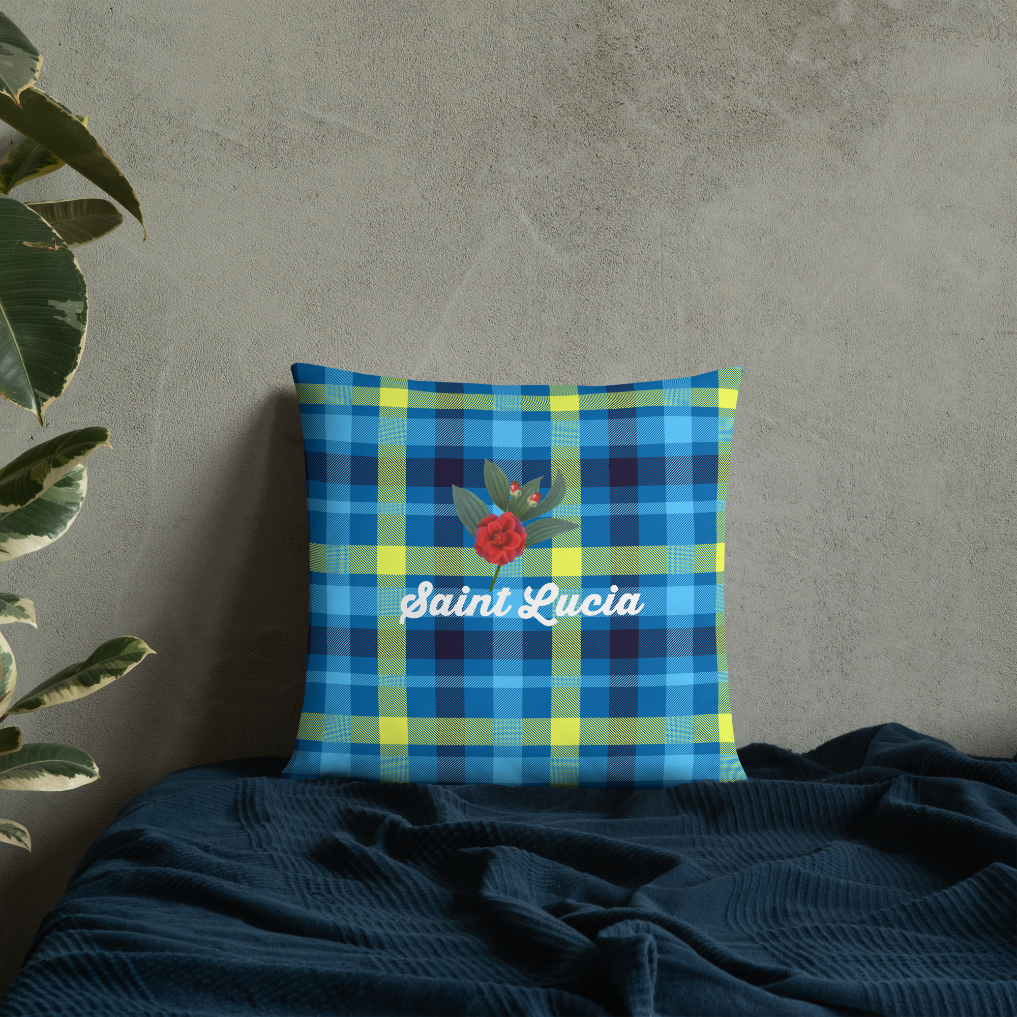 Saint Lucia Plaid Pillow - Image 2