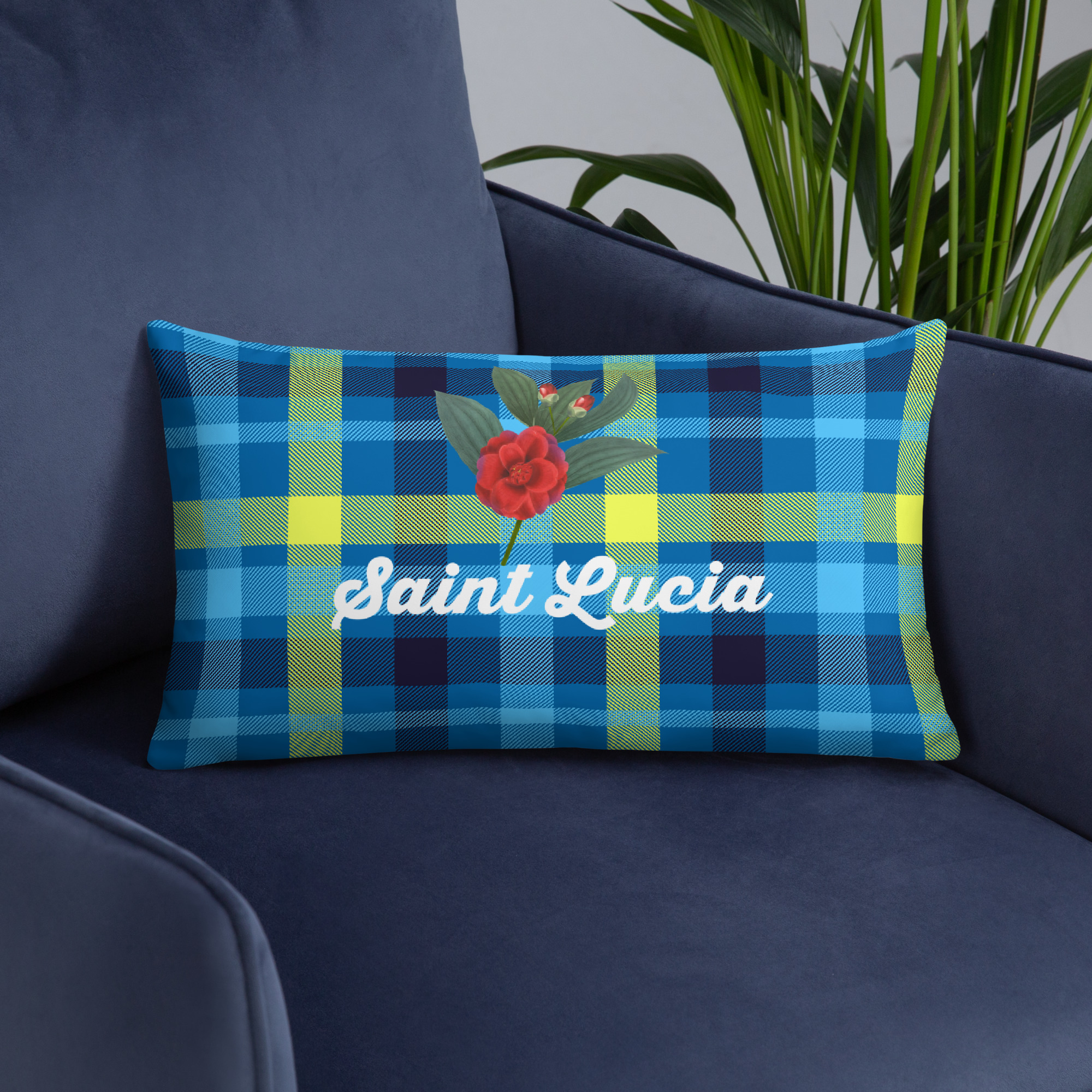 Saint Lucia Plaid Pillow - Image 16