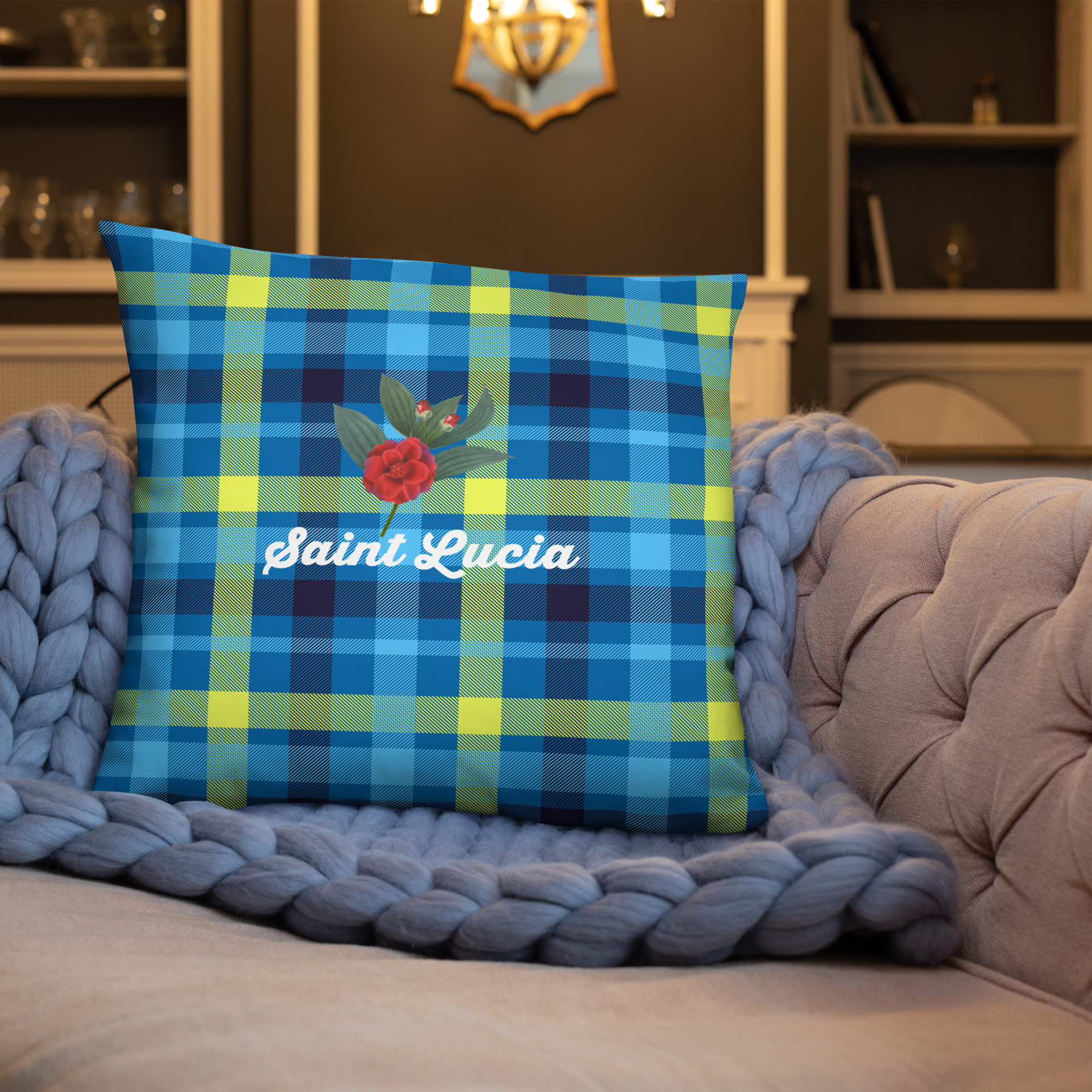 Saint Lucia Plaid Pillow - Image 20