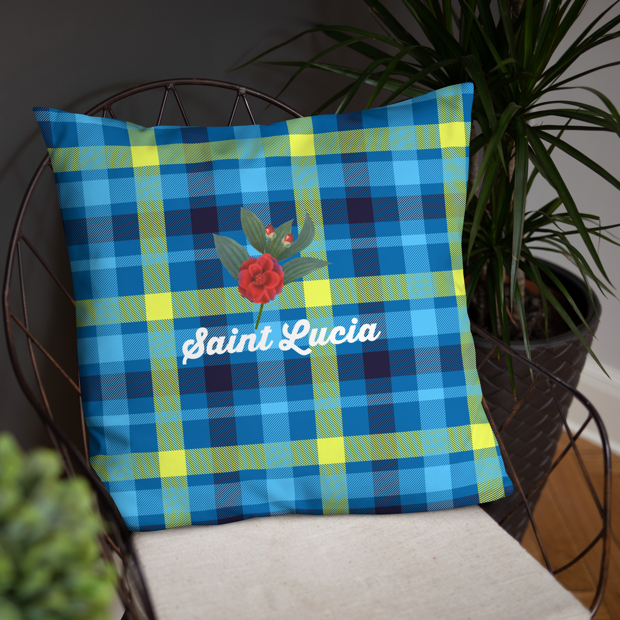 Saint Lucia Plaid Pillow - Image 21