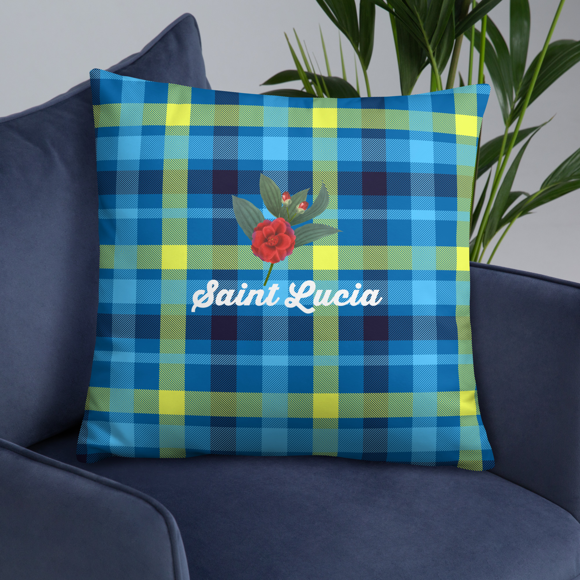 Saint Lucia Plaid Pillow - Image 23