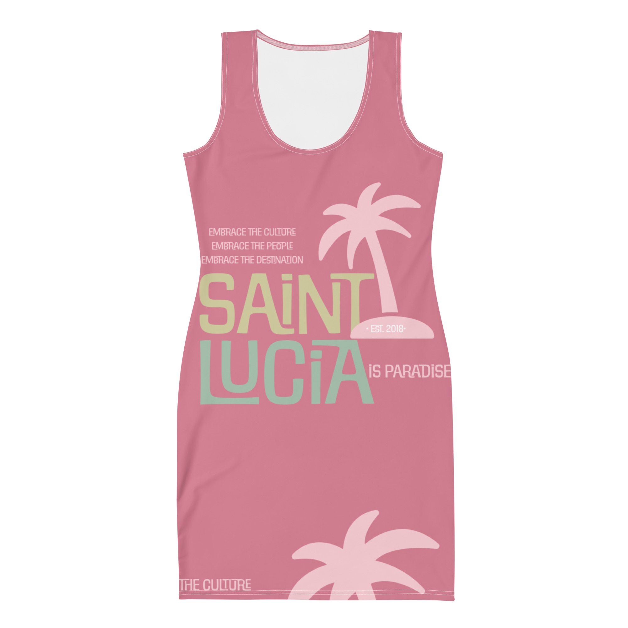 Saint Lucia Pink Tropical Odyssey Bodycon Dress - Image 4
