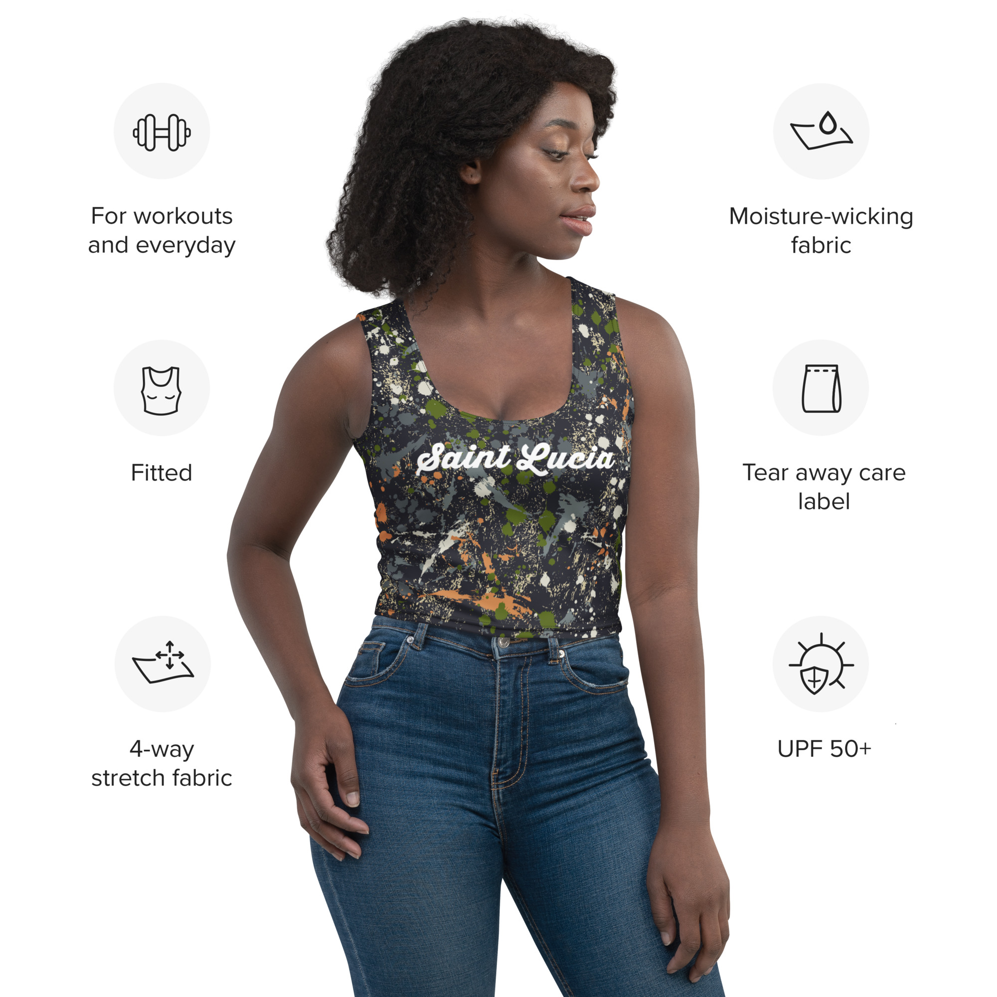 Saint Lucia Painted Camo Crop Top - Image 2