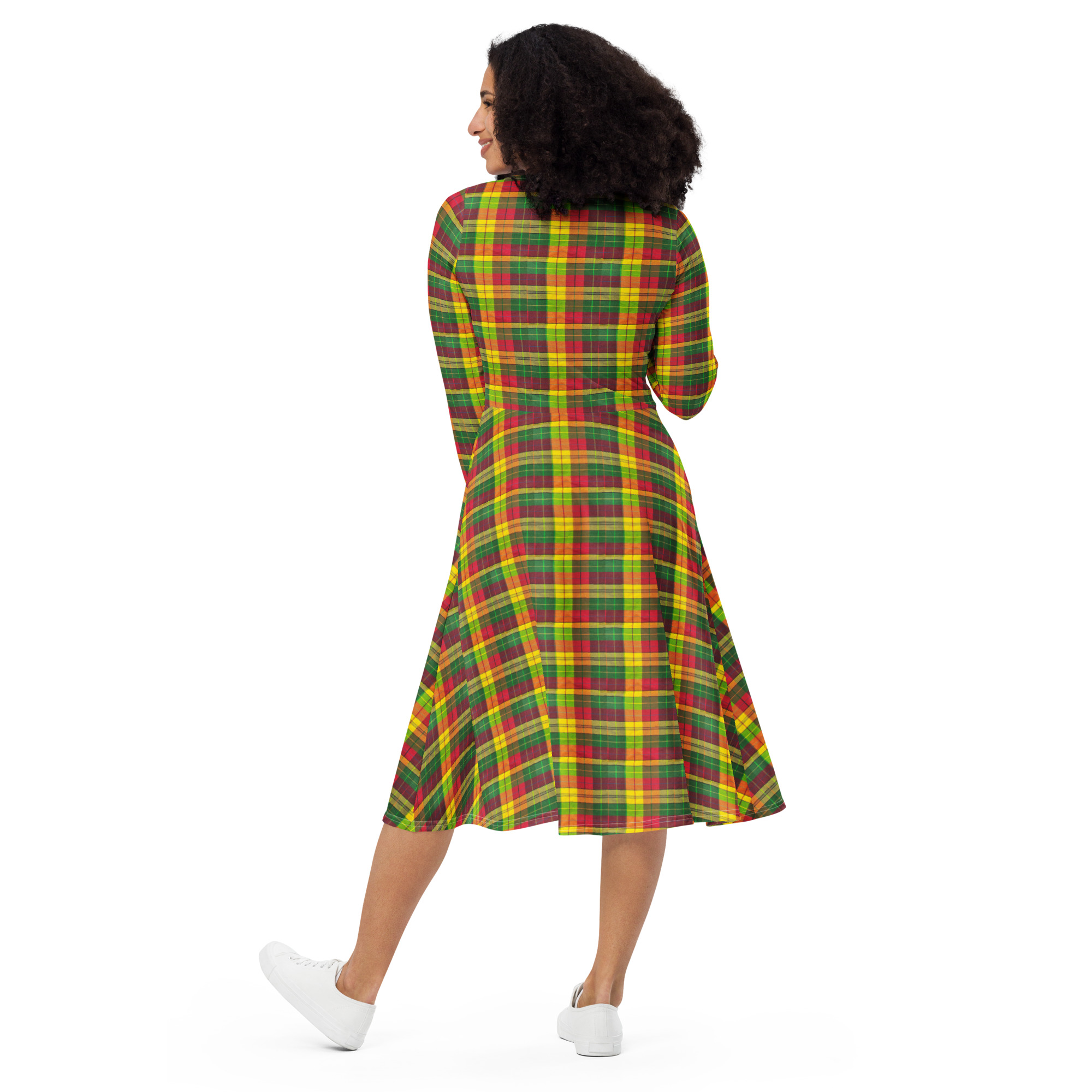 Saint Lucia long sleeve Madras midi dress - Image 5