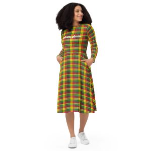 Saint Lucia long sleeve Madras midi dress