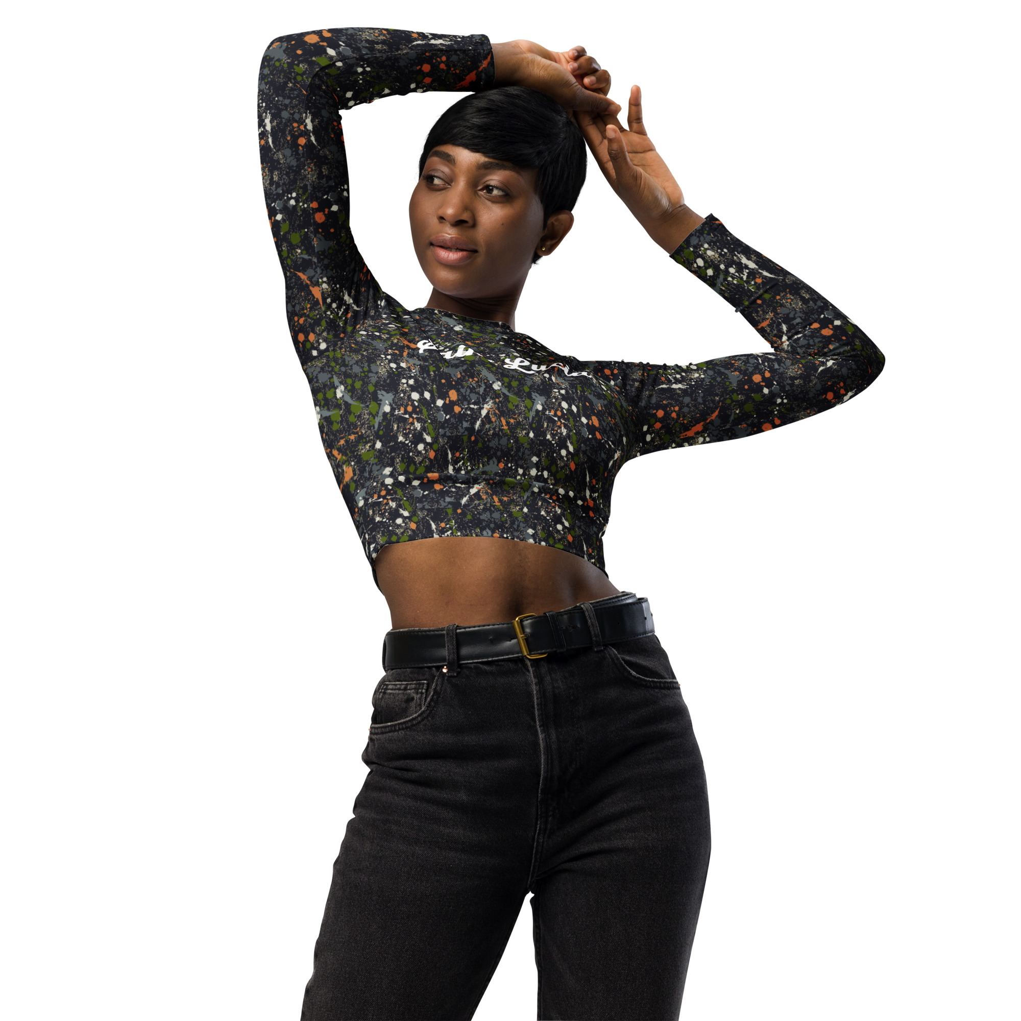 Saint Lucia painted camo long-sleeve crop top - Image 2