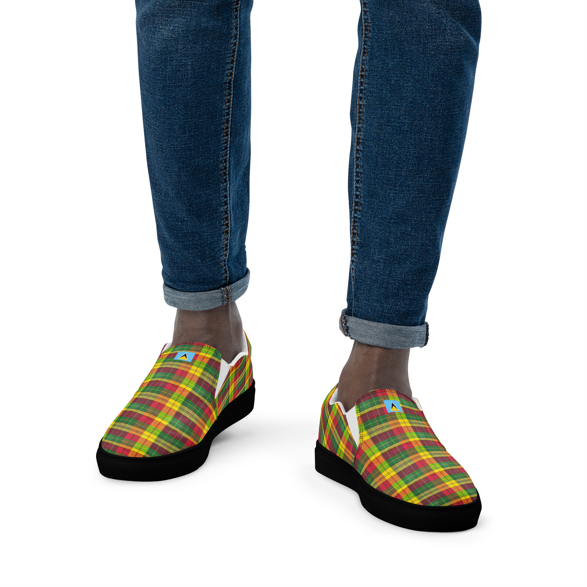 Men’s Saint Lucia Madras slip-on canvas shoes