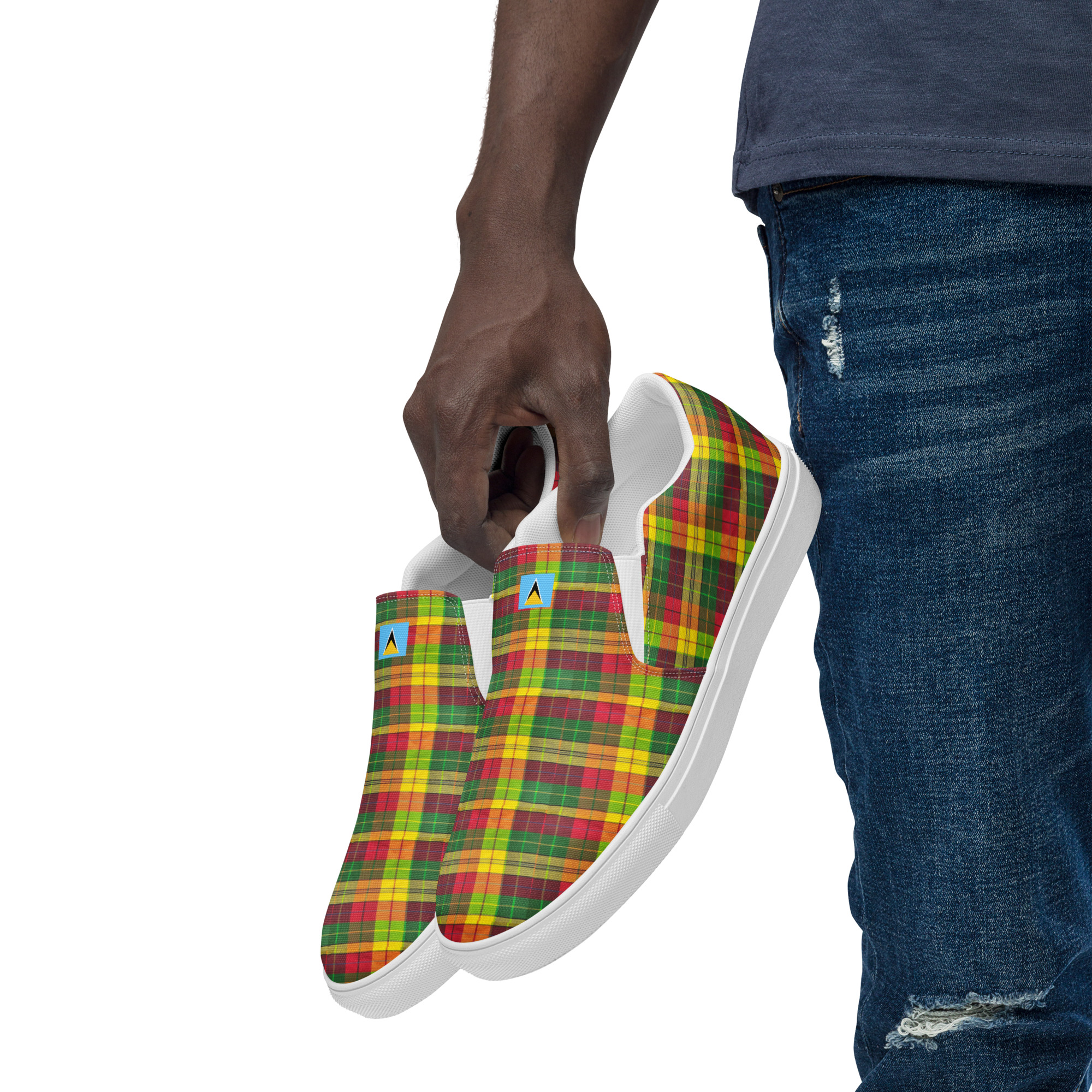 Men’s Saint Lucia Madras slip-on canvas shoes - Image 3