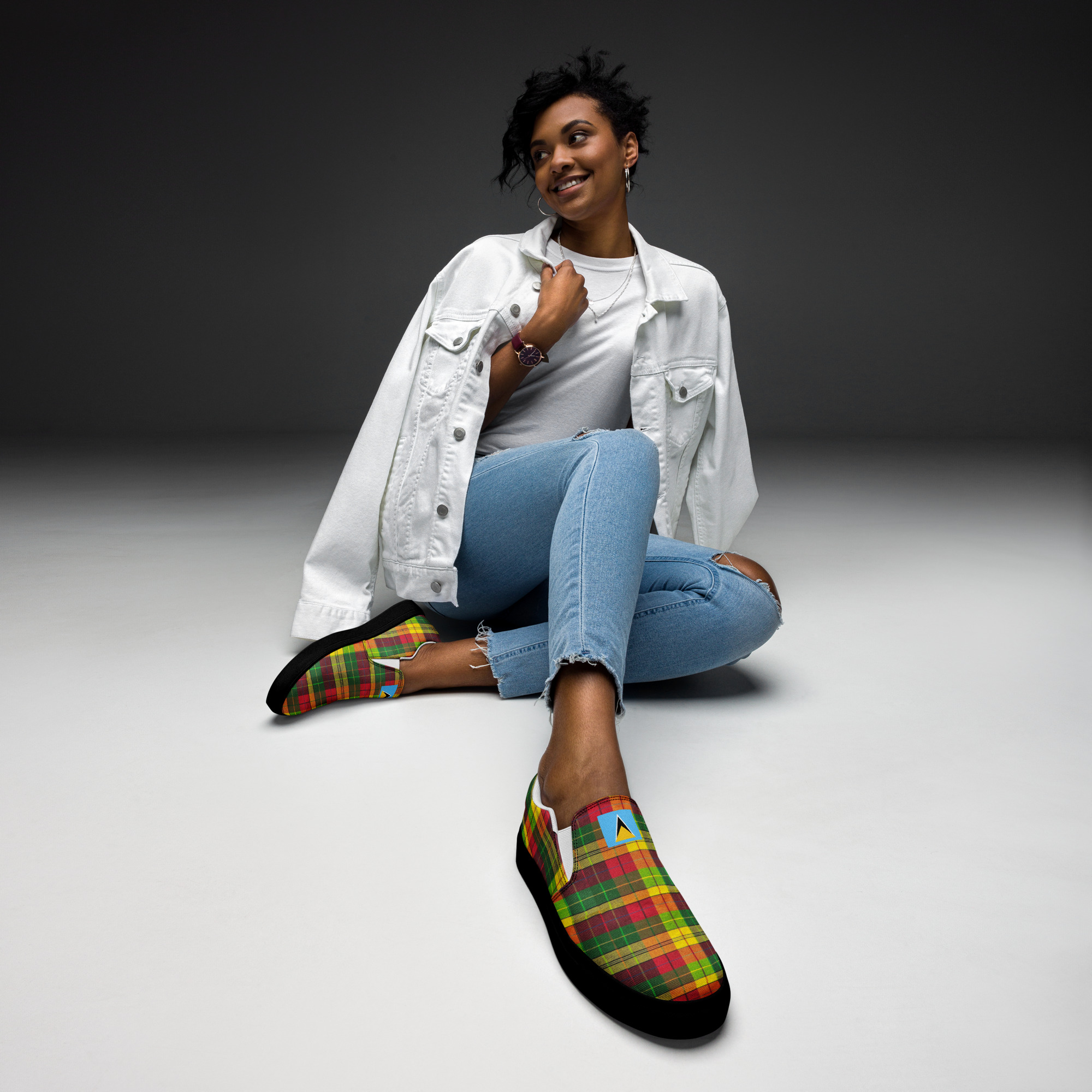 Women’s Madras slip-on canvas shoes - Image 9