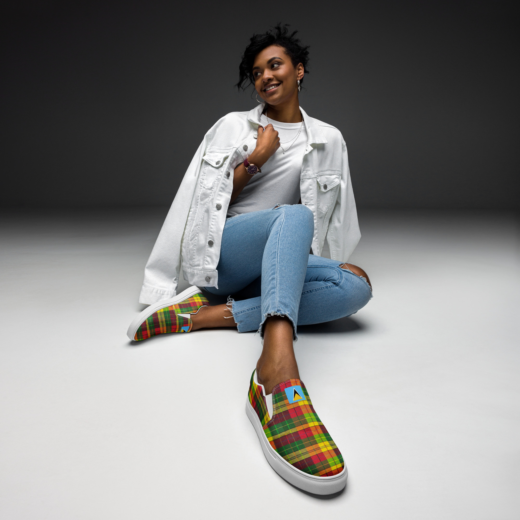 Women’s Madras slip-on canvas shoes - Image 4